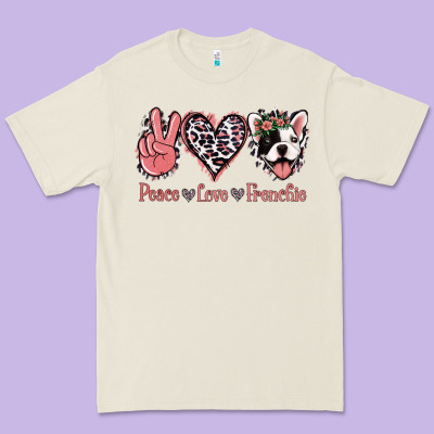 Peace Love French Bulldog Premium Tee Designed By Jasminsmagicworld