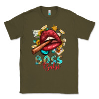Army Green Western Boss Babe Cigar Lip Classic Tee - BundleAndBundleShop