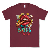 Burgundy Western Boss Babe Cigar Lip Classic Tee - BundleAndBundleShop