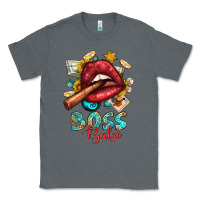 Charcoal Heather Western Boss Babe Cigar Lip Classic Tee - BundleAndBundleShop