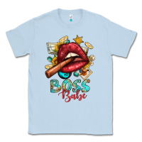 Dusty Blue Western Boss Babe Cigar Lip Classic Tee - BundleAndBundleShop