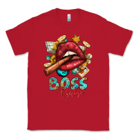Red Western Boss Babe Cigar Lip Classic Tee - BundleAndBundleShop