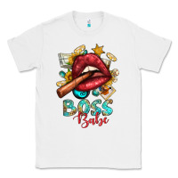 White Western Boss Babe Cigar Lip Classic Tee - BundleAndBundleShop