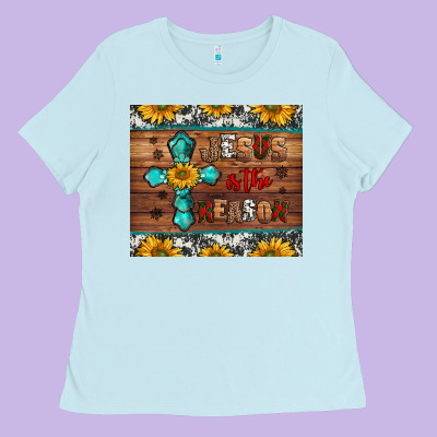 Jesus Is The Reason Christmas Ladies Tee Designed By Jasminsmagicworld