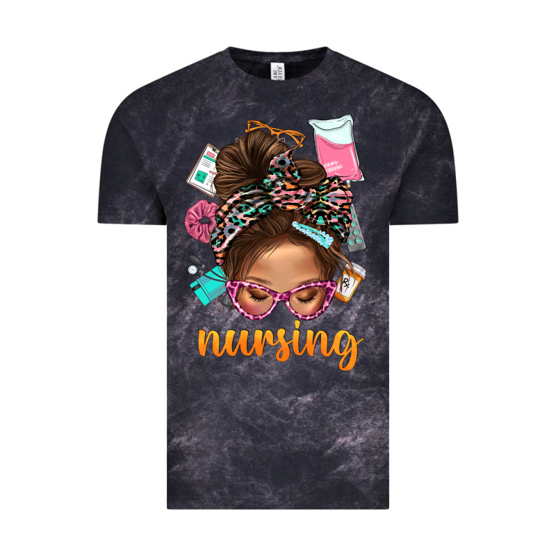 Messy Bun Nursing With Leopard Glasses Bbs Vintage Tee by BundleAndBundleShop | Teevron