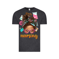 Vintage Black Messy Bun Nursing With Leopard Glasses Bbs Vintage Tee - BundleAndBundleShop