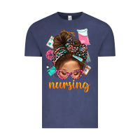 Vintage Denim Messy Bun Nursing With Leopard Glasses Bbs Vintage Tee - BundleAndBundleShop