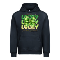 Navy Not Lucky Simply Blessed Urban Hoodie - CowhideDigitalArt