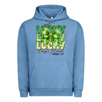 Pigment Pebble Blue Not Lucky Simply Blessed Urban Hoodie - CowhideDigitalArt
