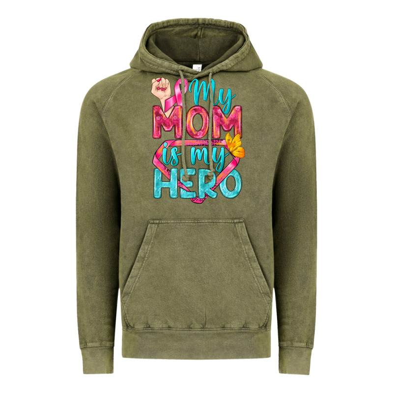 My Mom Is My Hero Breast Cancer Vintage Hoodie by BundleAndBundleShop | Teevron