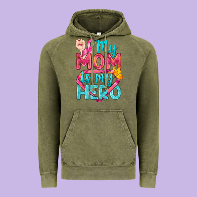 My Mom Is My Hero Breast Cancer Vintage Hoodie Designed By Bundleandbundleshop