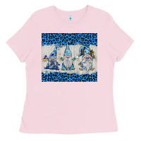 Bubblegum Pink snowy christmas gnomes Ladies Tee - BarkalooDesign