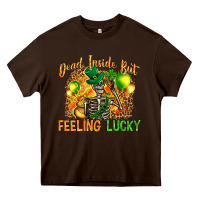 Chocolate Brown dead inside but feeling lucky Heavy Core Tee - NancyCooperArtShop