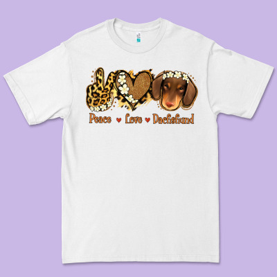 Peace Love Dachshund Premium Tee Designed By Jasminsmagicworld