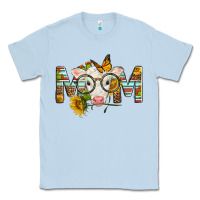 Dusty Blue Western Baby Calf Mom With Sunflower Mother's Day Classic Tee - LillyAllenDesigns