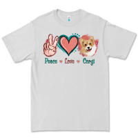 Dove Grey Peace Love Corgi Premium Tee - Jasminsmagicworld