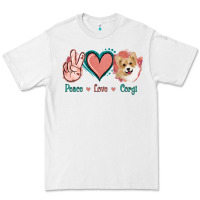 White Peace Love Corgi Premium Tee - Jasminsmagicworld