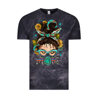 Cloud Black Western Messy Bun Mom With Sunflower Vintage Tee - BundleAndBundleShop