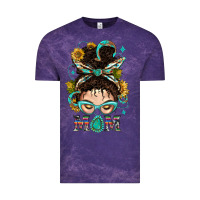 Cloud Purple Western Messy Bun Mom With Sunflower Vintage Tee - BundleAndBundleShop