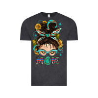 Vintage Black Western Messy Bun Mom With Sunflower Vintage Tee - BundleAndBundleShop