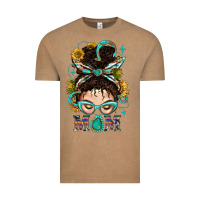 Vintage Coffee Western Messy Bun Mom With Sunflower Vintage Tee - BundleAndBundleShop