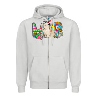 Dove Grey Hop rabbit Easter Day Zipper Hoodie - HowdyJamesFarm