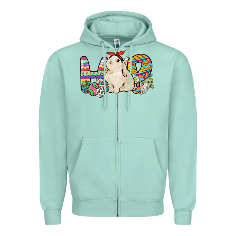 Hop Rabbit Easter Day Zipper Hoodie by HowdyJamesFarm | Teevron