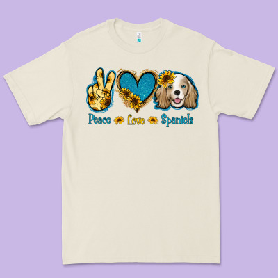 Peace Love Cocker Spaniel Premium Tee Designed By Jasminsmagicworld