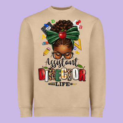 Assistant Director Life Afro Messy Bun Heavyweight Sweatshirt Designed By Texasbilliewilder
