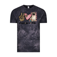 Cloud Black peace love pug Vintage Tee - JahusDesignShop