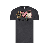 Vintage Black peace love pug Vintage Tee - JahusDesignShop