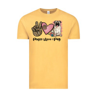 Vintage Mustard peace love pug Vintage Tee - JahusDesignShop