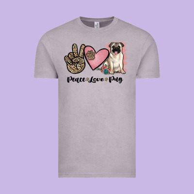 Peace Love Pug Vintage Tee Designed By Jahusdesignshop
