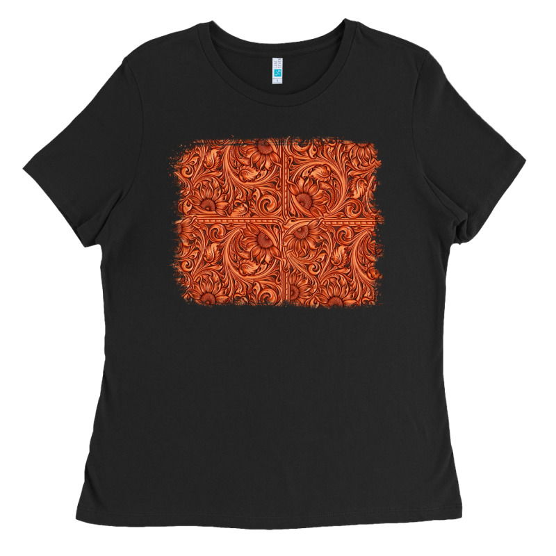 Serape Turquoise  Leather Background Ladies Tee by Jasminsmagicworld | Teevron