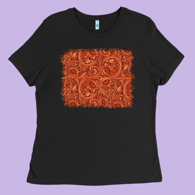 Serape Turquoise  Leather Background Ladies Tee Designed By Jasminsmagicworld