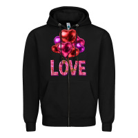 Black Love heart balloons Valentine's Day Zipper Hoodie - HowdyJamesFarm