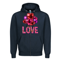 Navy Love heart balloons Valentine's Day Zipper Hoodie - HowdyJamesFarm