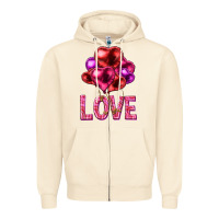 Sandshell Love heart balloons Valentine's Day Zipper Hoodie - HowdyJamesFarm