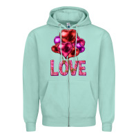 Seafoam Love heart balloons Valentine's Day Zipper Hoodie - HowdyJamesFarm