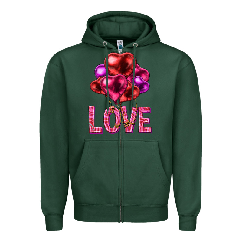Love Heart Balloons Valentine's Day Zipper Hoodie by HowdyJamesFarm | Teevron