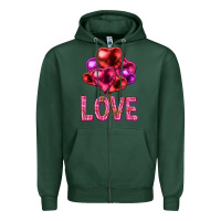 Sports Green Love heart balloons Valentine's Day Zipper Hoodie - HowdyJamesFarm
