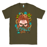 Army Green Western Rodeo Girl Braid Red Hair Classic Tee - BundleAndBundleShop