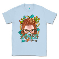 Dusty Blue Western Rodeo Girl Braid Red Hair Classic Tee - BundleAndBundleShop