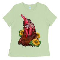 Matcha rooster sunflower Ladies Tee - BarkalooDesign