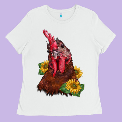 Rooster Sunflower Ladies Tee Designed By Barkaloodesign