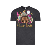 Vintage Black Hair Boss Afro Messy Bun With Money Bbs Vintage Tee - BundleAndBundleShop