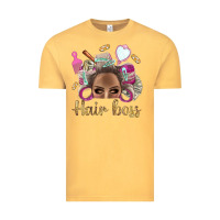 Vintage Mustard Hair Boss Afro Messy Bun With Money Bbs Vintage Tee - BundleAndBundleShop