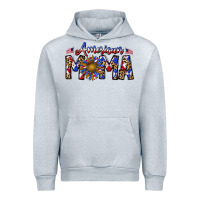 Heather Grey American mama Urban Hoodie - CowhideDigitalArt