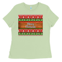 Matcha merry christmas knitted reindeer pattern Ladies Tee - Jasminsmagicworld