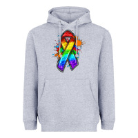 Heather Grey Pride ribbon Heavyweight Hoodie - FaDigitalArtStudio